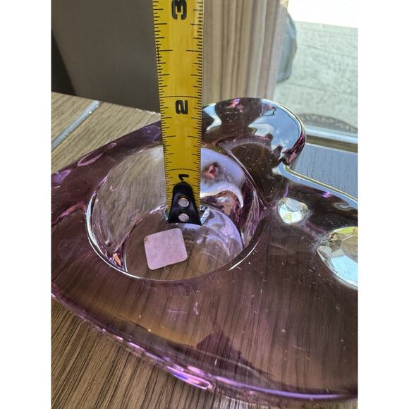 Retired PartyLite Purple Passion Heavy Glass Candle Holders Heart Shape Jeweled - Picture 10 of 10